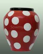 Polka dots on red