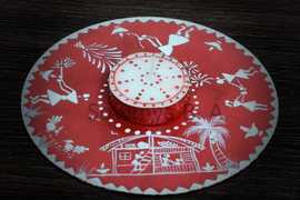 Tea Light Candle on a CD - Warli Painting ₹ 100