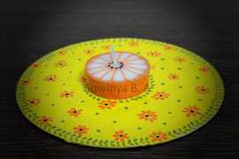 Tea Light Candle on a CD - Yellow Floral Painting ₹ 100.00